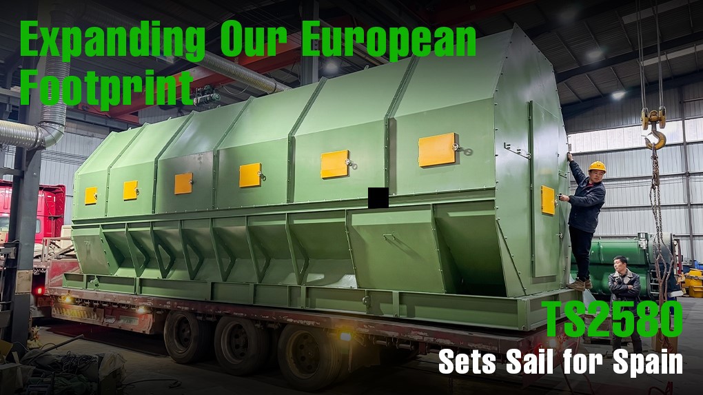 Stationary Trommel Screen TS2580 loaded for shipment to Spain