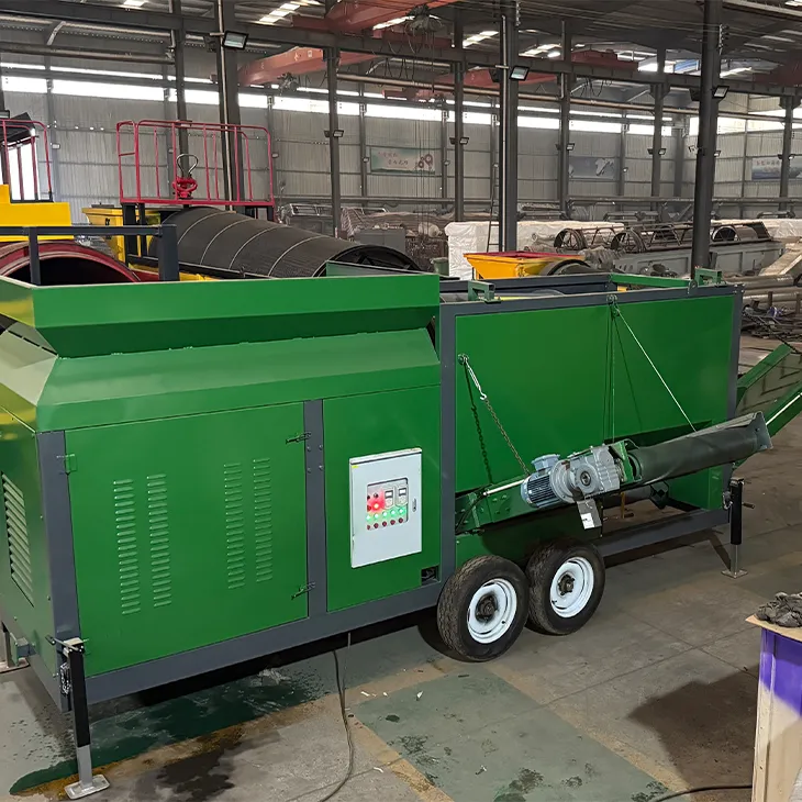 Compost trommel screen machine screening compost into fine and coarse fractions